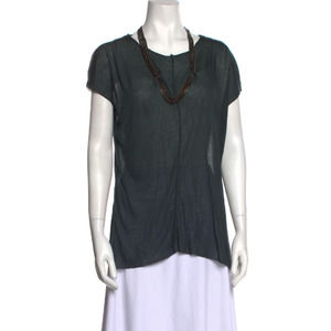 Yigal Azrouel Jeweled Neck Chain Link Short Sleeve T-Shirt Size XS Black